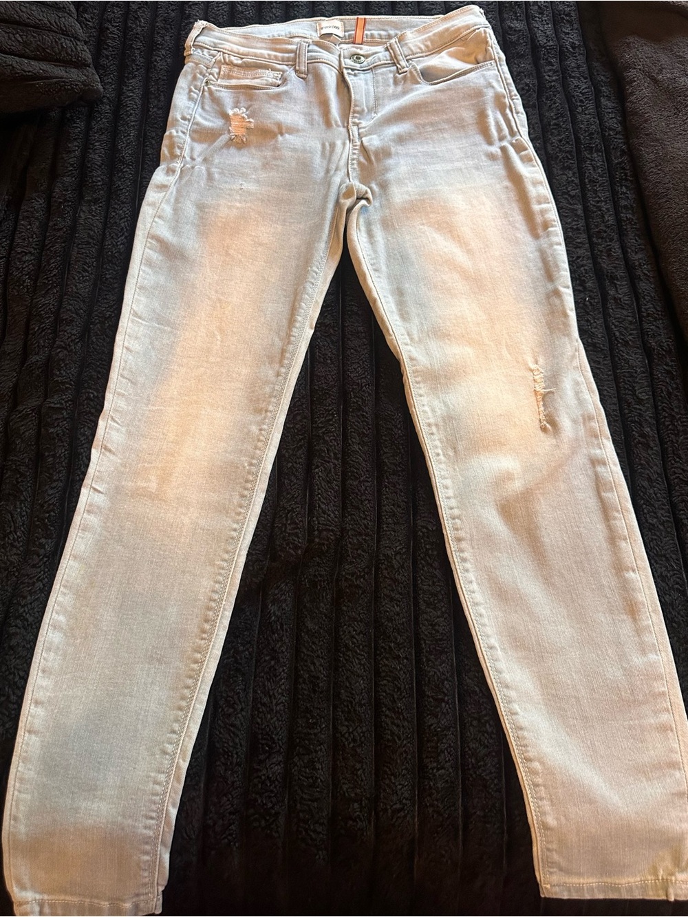 Light Blue Womens Distressed Slim Jeans